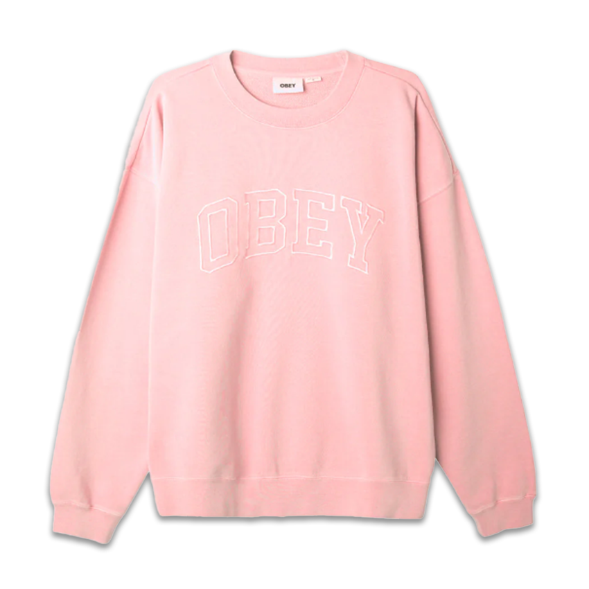 Felpa Obey Pigment Collegiate Extra Heavy Crew Rosa