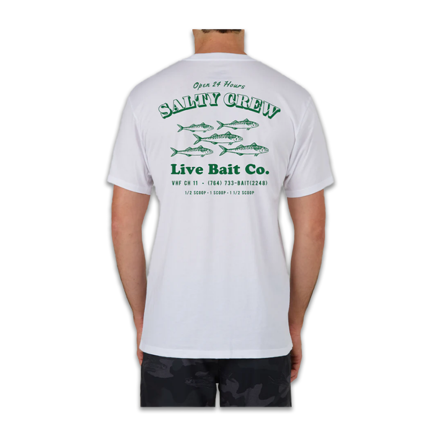 T-Shirt Salty Crew Green Rat Pack Premium Tee Bianco