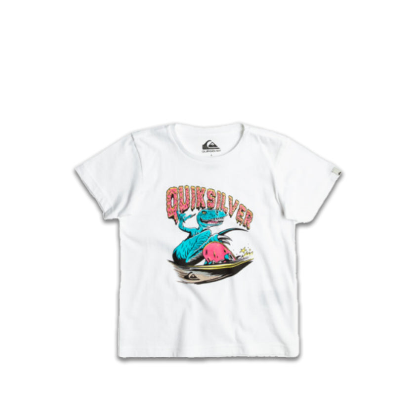 T-Shirt Quiksilver Bambino Dinos Ride Bianco