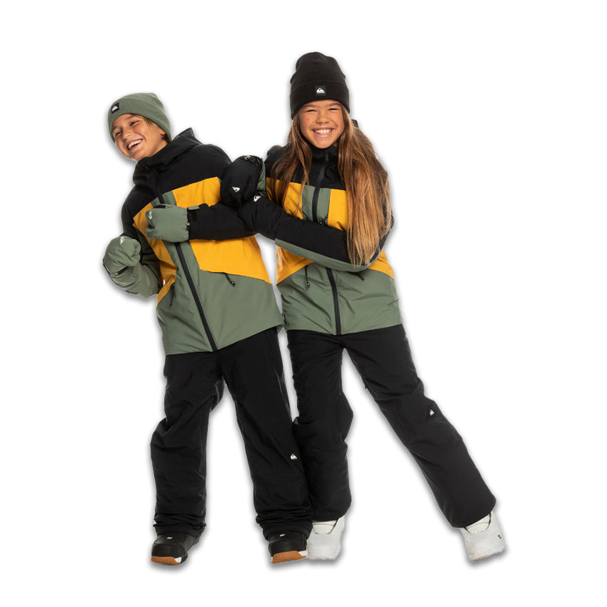 Giacca da Snowboard Quiksilver Bambino Ambition Jkt Nero Verde Giallo