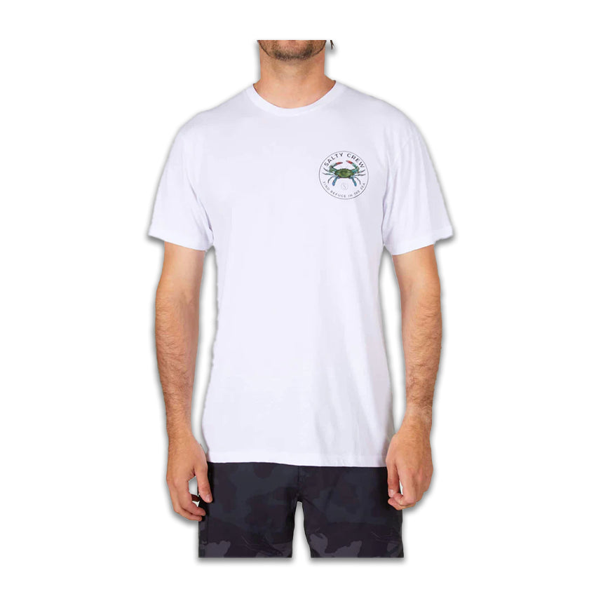 T-Shirt Salty Crew Bleu Crabber Bianco