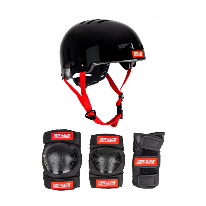 Skate Protections Tony Hawk Helm und Polsterset für Kinder Schwarz