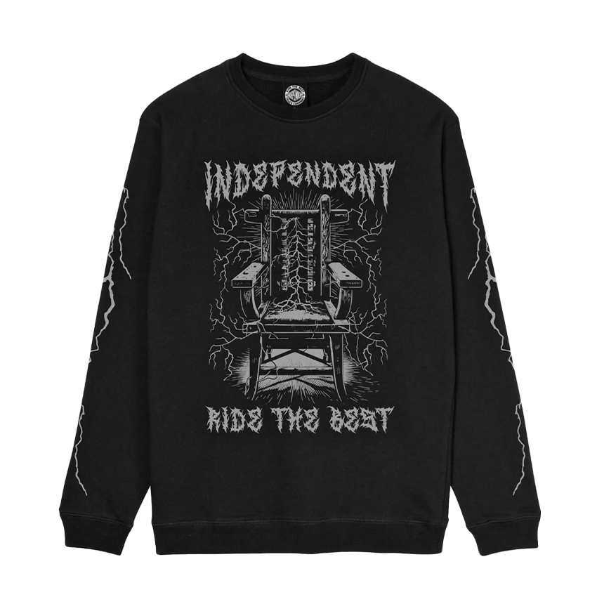 Felpa Independent Lightining Crew Nero su Liquido Liquido Store