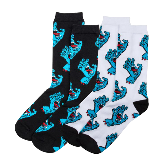 Calzini Santa Cruz Screaming Hand Sock (2 Pack) Bianco/Nero
