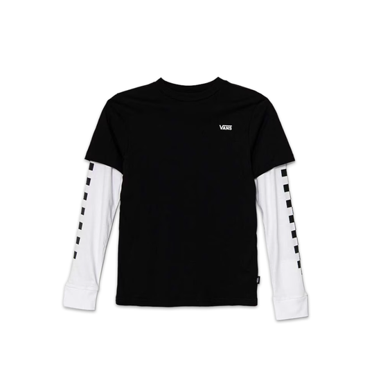 T-Shirt Bambino Vans Long Check Twofer Nero