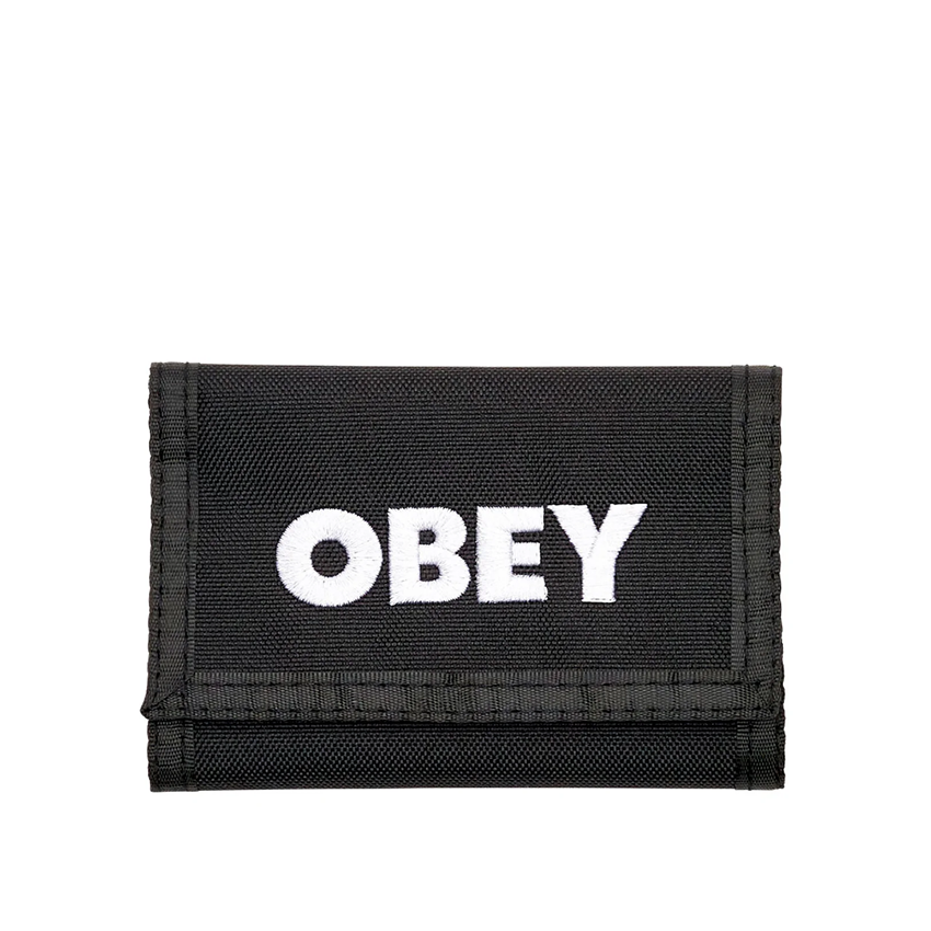 Obey Bold Logo Black Trifold Wallet