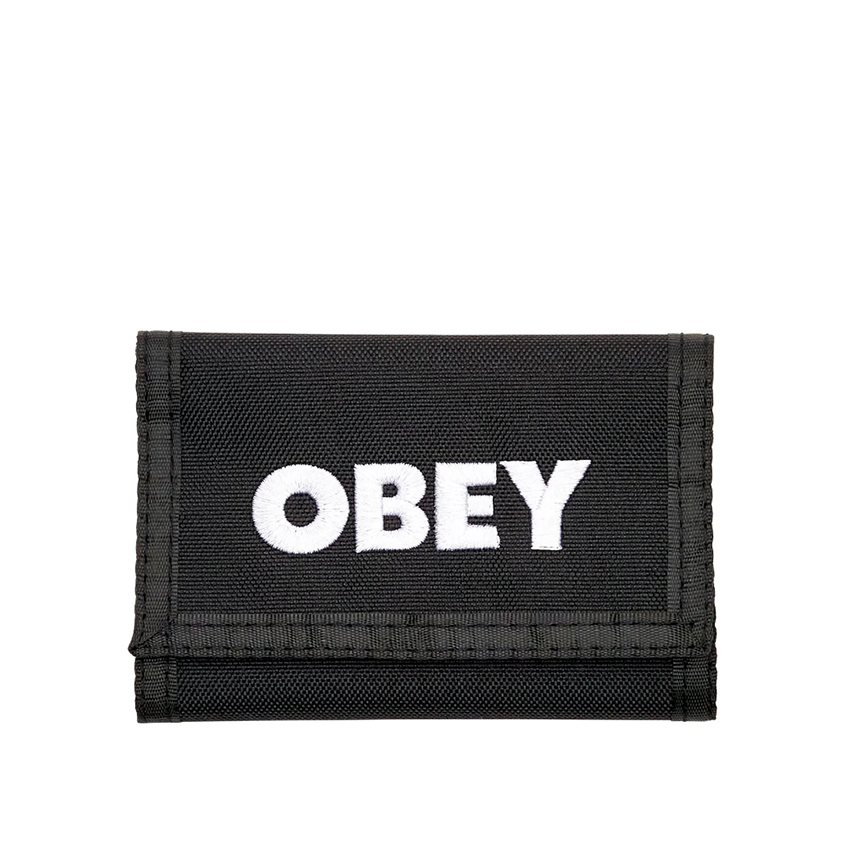 Obey Bold Logo Trifold Geldbörse Schwarz