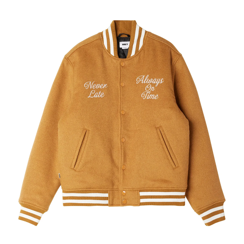 Obey Time Varsity Jacke Braun