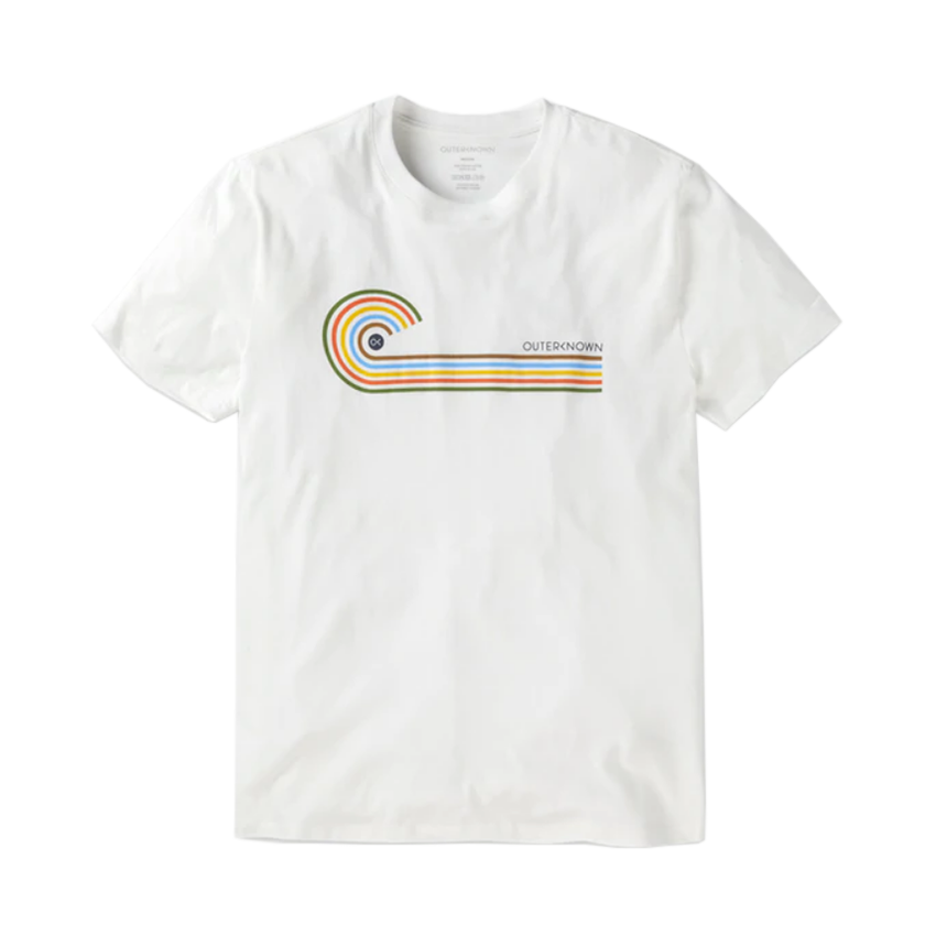T-Shirt Outerknow Rainbow Wave Bianco