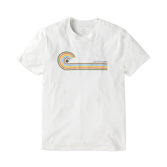 T-Shirt Outerknow Rainbow Wave Bianco