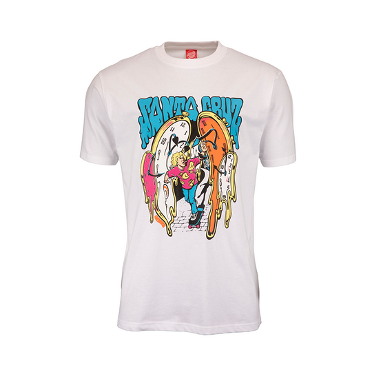 T-Shirt Santa Cruz Grabke Melting Clocks Bianco
