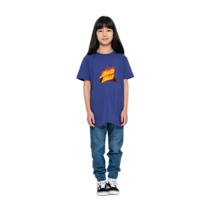 T-Shirt Santa Cruz Flamed Dot Front Youth Blu
