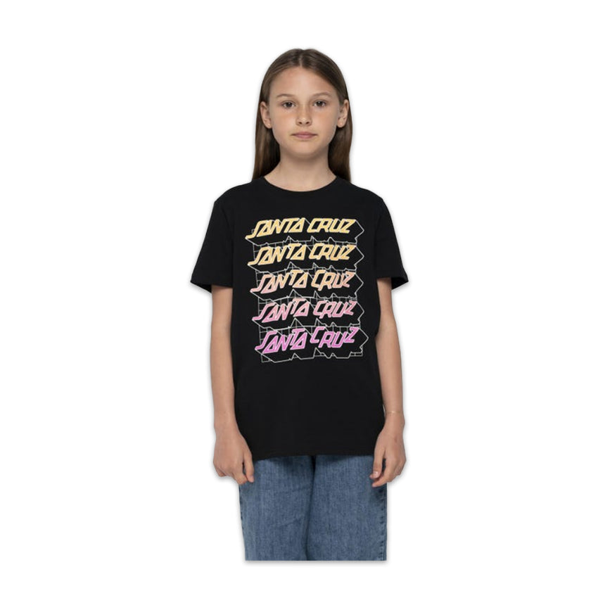 T-Shirt Santa Cruz Bambino Grid Stacked Nero